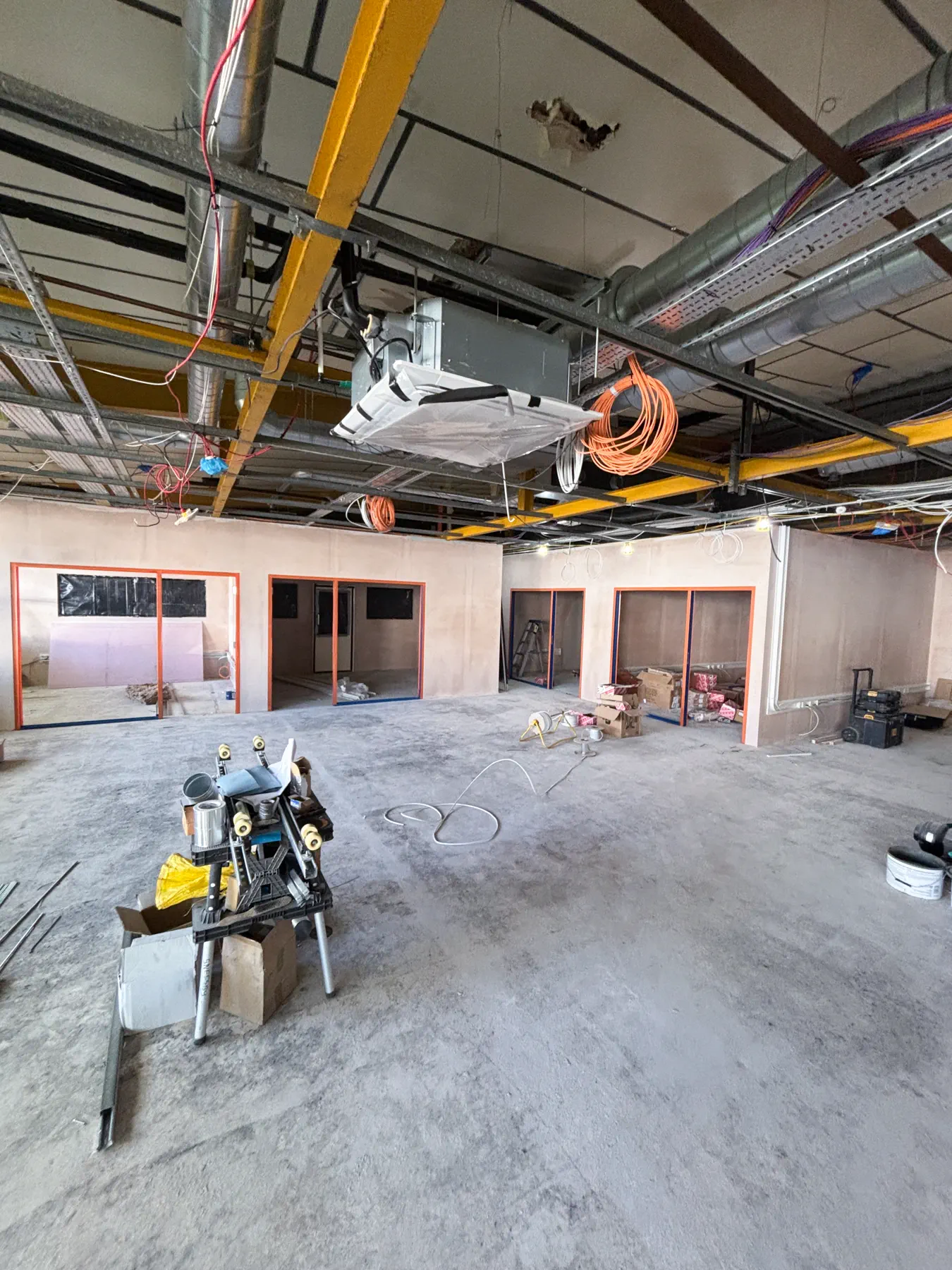 Jarvale-Construction-CLP-Aromas-Brixworth-11 Open commercial refurbishment area with site equipment