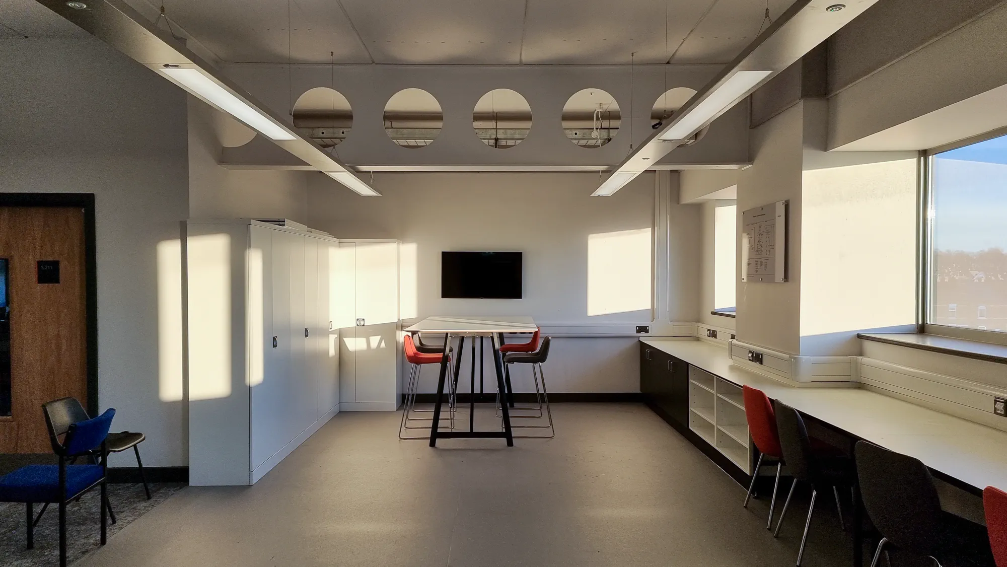 Refurbished teaching room with modern fitted furniture
