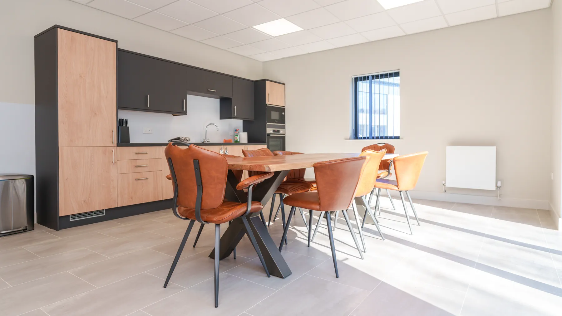 Inside the Jarvale Construction headquarters at Navigation Way, Dronfield. The kitchen area