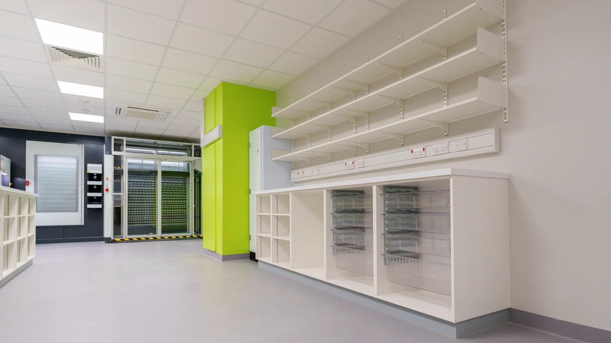 Jarvale-Construction-Royal-Hallamshire-Hospital-Pharmacy-Sheffield-15 Refurbished pharmacy preparation room at Royal Hallamshire Hospital