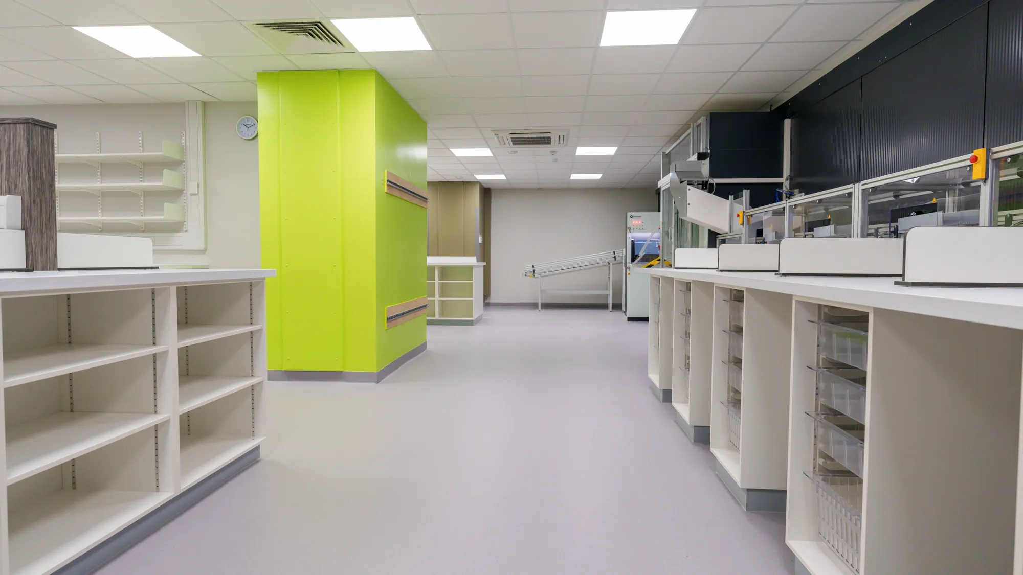 Jarvale-Construction-Royal-Hallamshire-Hospital-Pharmacy-Sheffield-8 Modern NHS pharmacy interior designed for efficient clinical operations