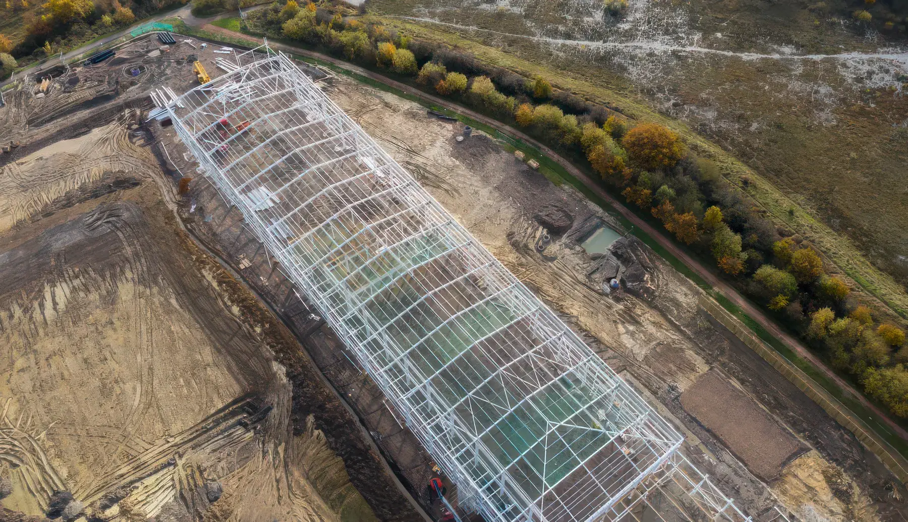 Steel frame warehouse under construction in Dinnington by Jarvale Construction