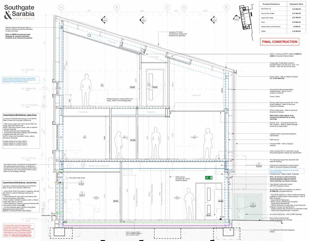 Detailed technical design drawing for commercial building construction
